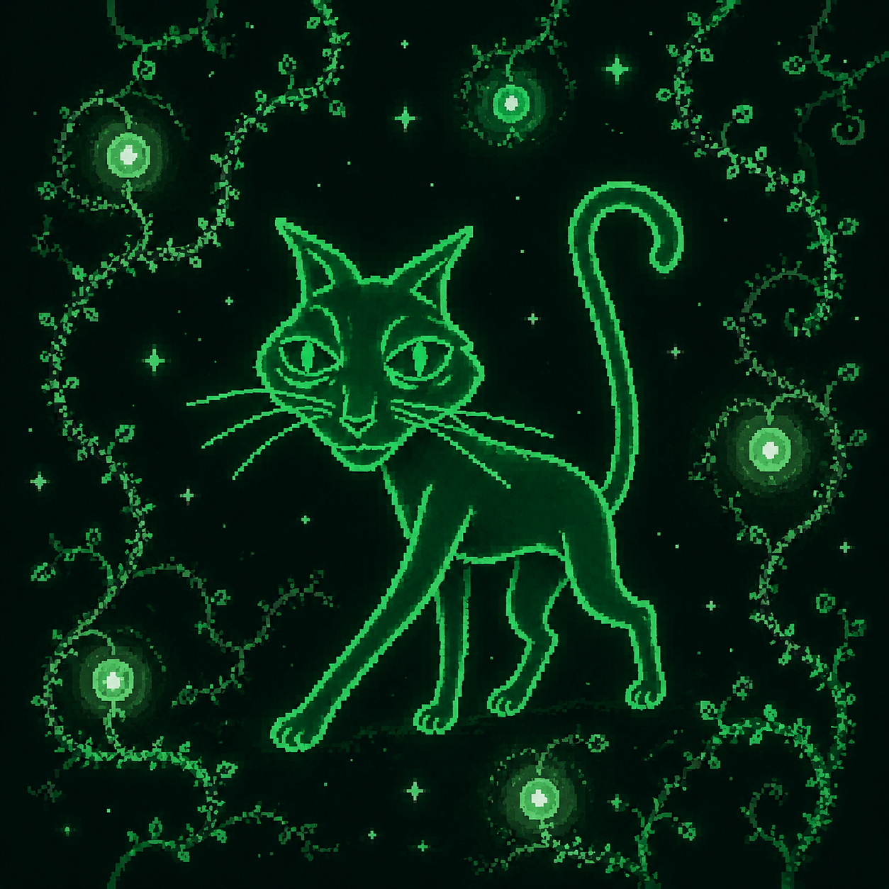 PUMPKITTY exploring a zero-gravity signal garden